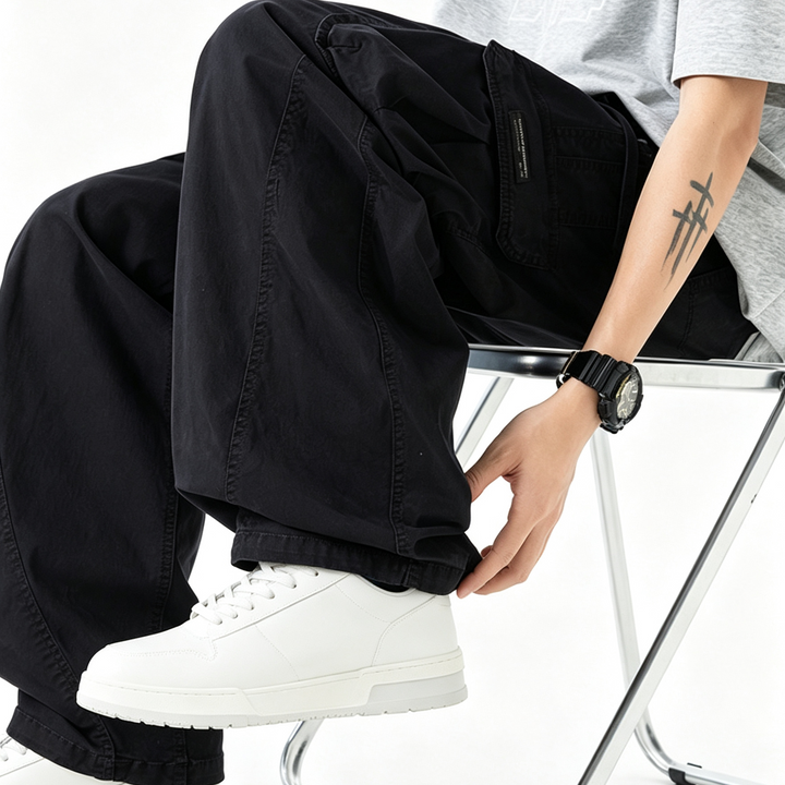 Loose Fit Multi‑Pocket Men Cargo Trousers