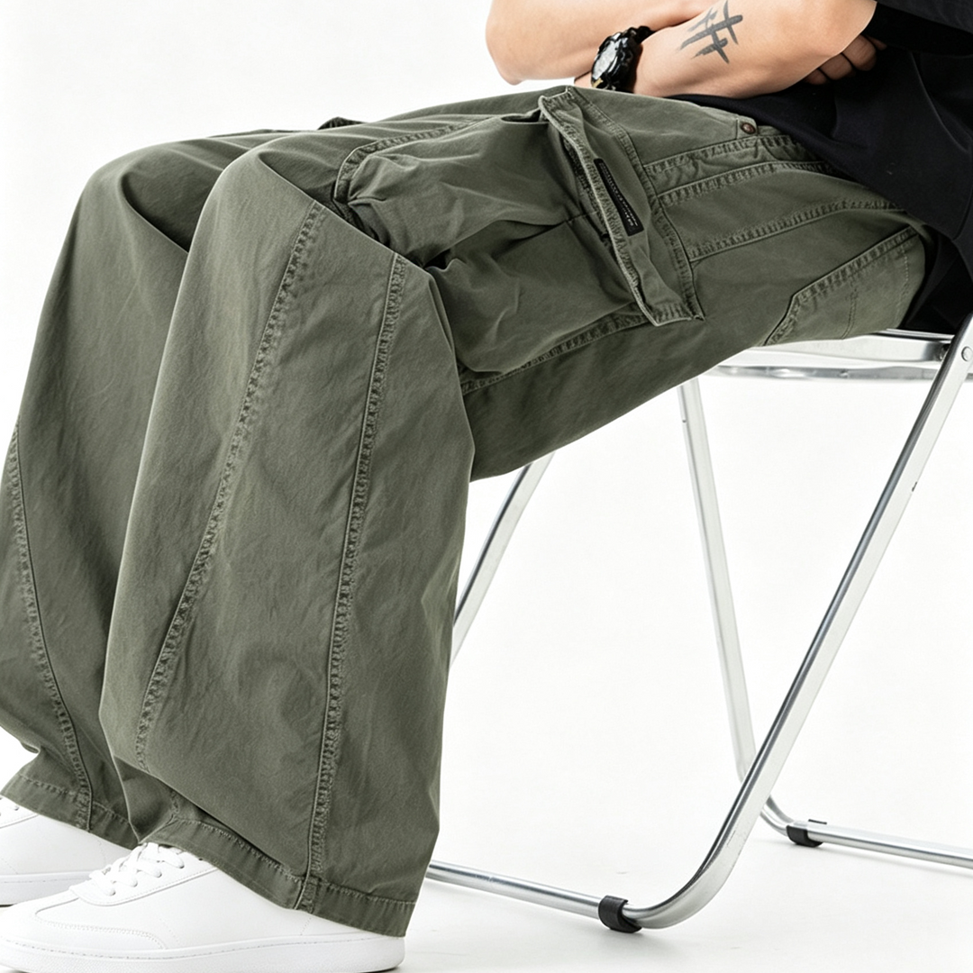 Loose Fit Multi‑Pocket Men Cargo Trousers