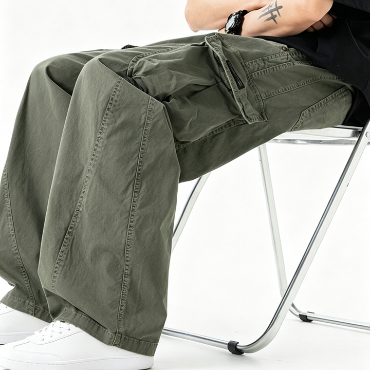 Loose Fit Multi‑Pocket Men Cargo Trousers