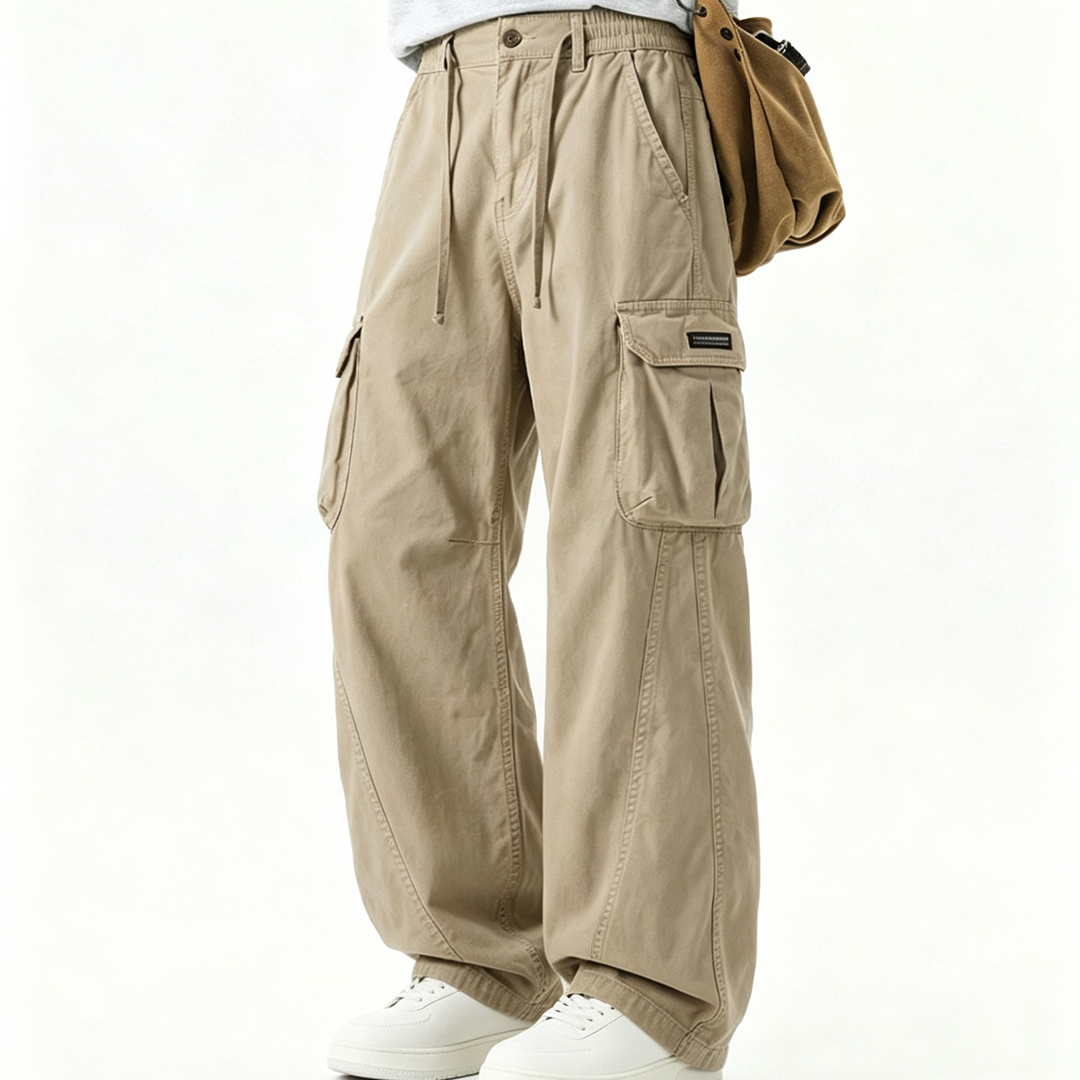 Loose Fit Multi‑Pocket Men Cargo Trousers