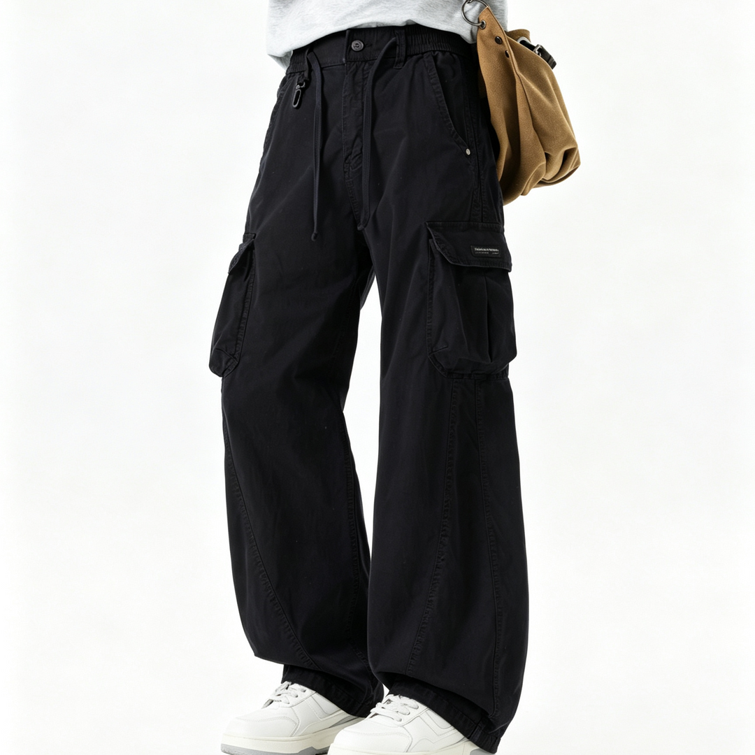 Loose Fit Multi‑Pocket Men Cargo Trousers