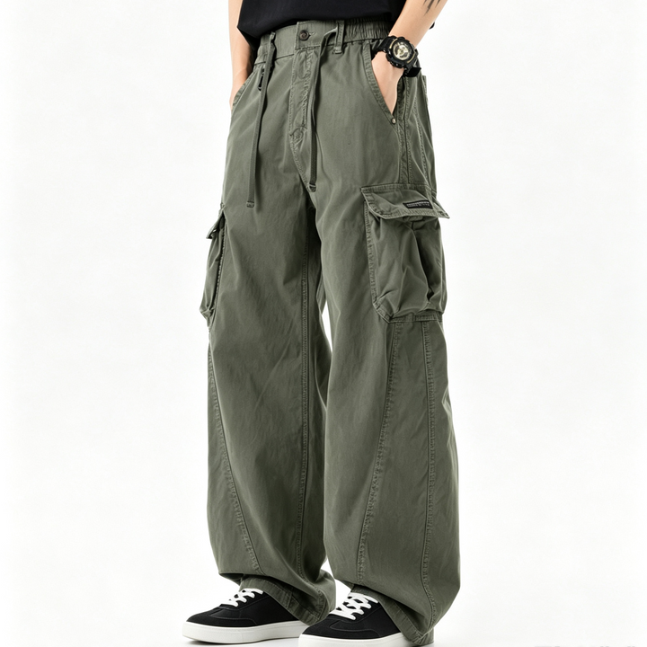 Loose Fit Multi‑Pocket Men Cargo Trousers
