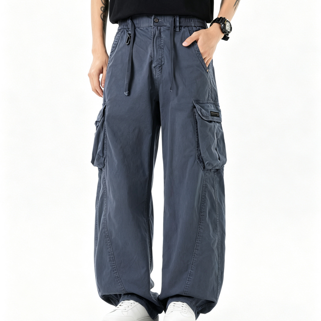Loose Fit Multi‑Pocket Men Cargo Trousers