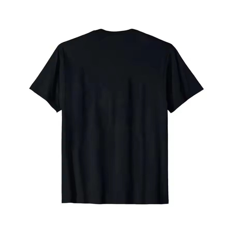 Retro distressed "beer belly" father image printed short-sleeved T-shirt