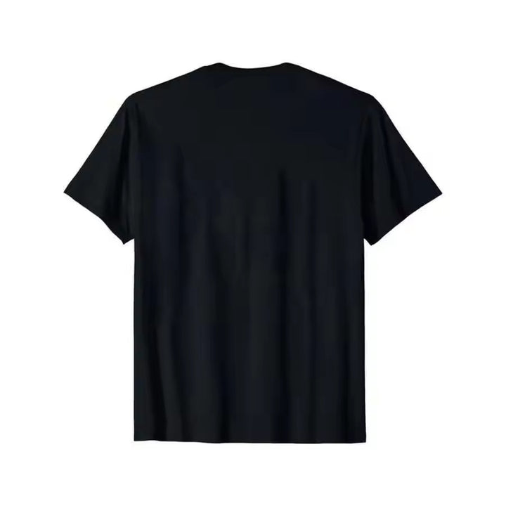 Retro distressed "beer belly" father image printed short-sleeved T-shirt