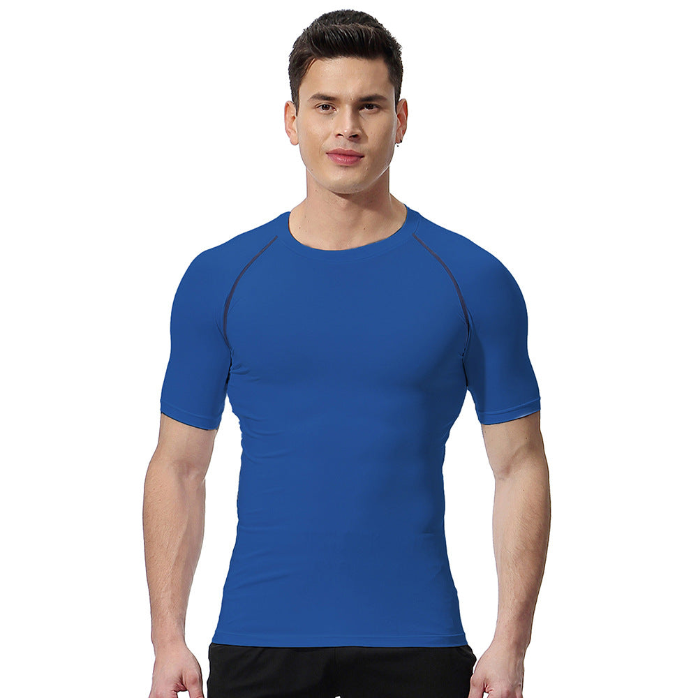 Summer High Elastic Quick-Drying Sports Tight-Fitting Short-Sleeve T-Shirt