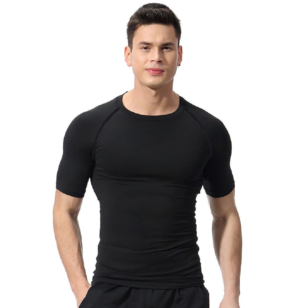 Summer High Elastic Quick-Drying Sports Tight-Fitting Short-Sleeve T-Shirt