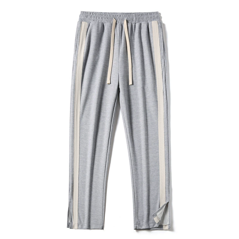 Men Side Stripe Split Hem Wide Leg Track Pants