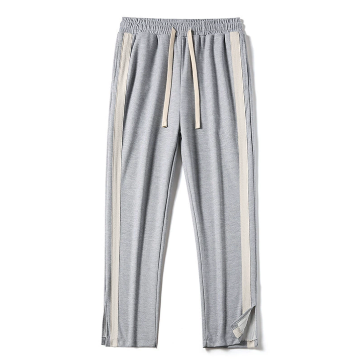 Men Side Stripe Split Hem Wide Leg Track Pants