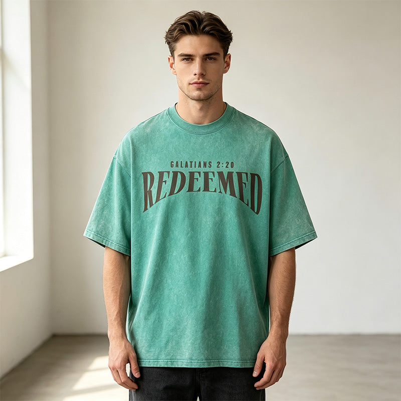 Washed double-sided print T-shirt