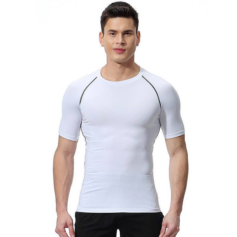 Summer High Elastic Quick-Drying Sports Tight-Fitting Short-Sleeve T-Shirt