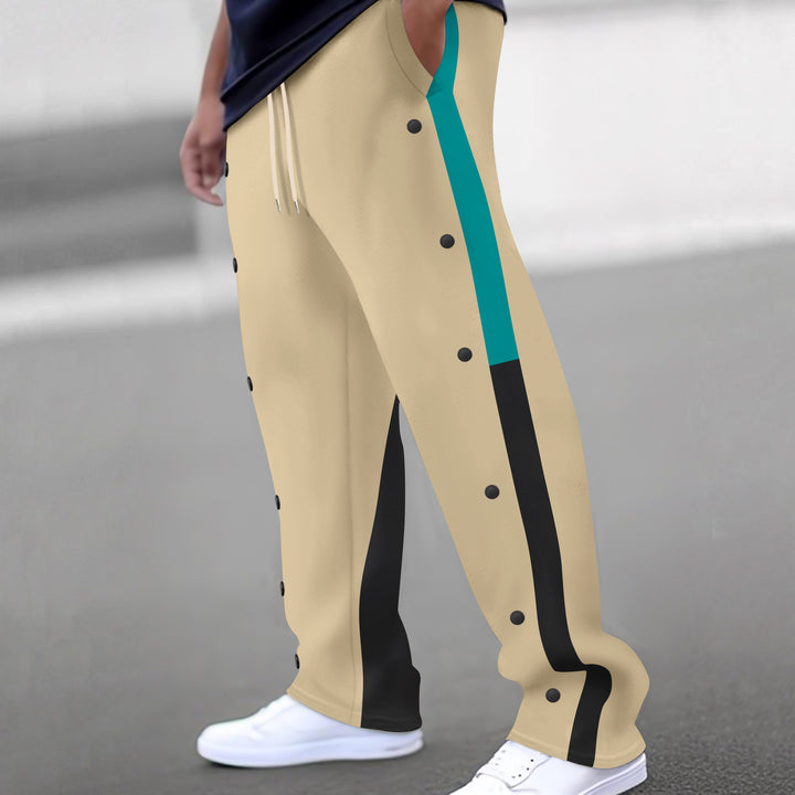 Men Spliced Straight Sweatpants