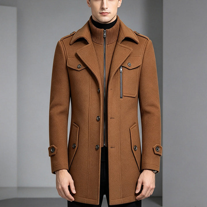 Men Double Collar Wool Coat