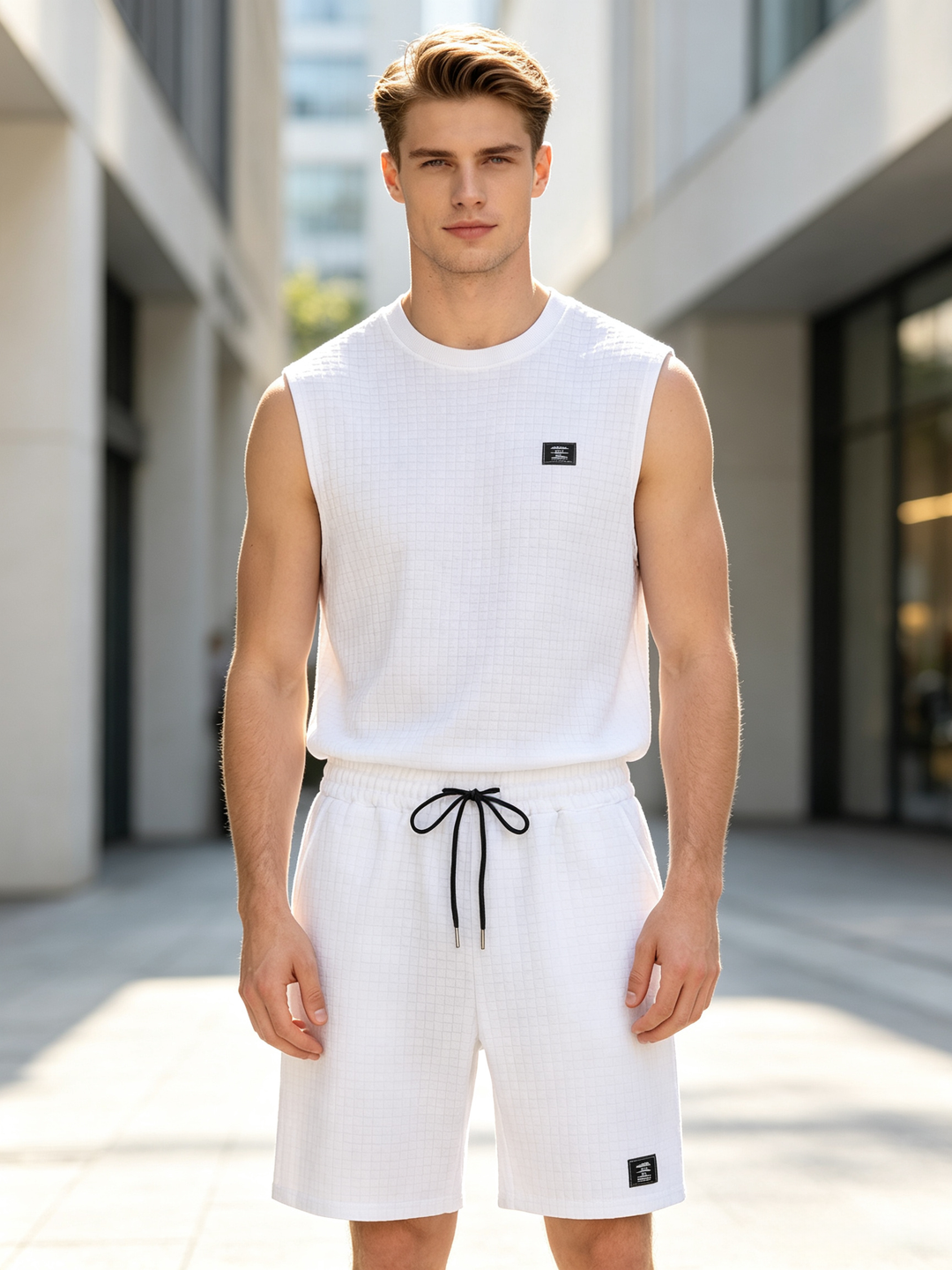 Sleeveless vest and shorts casual set