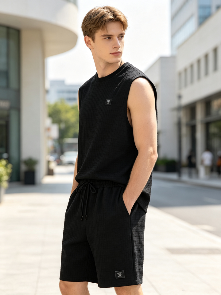 Sleeveless vest and shorts casual set