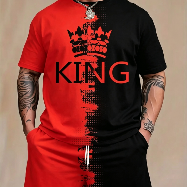 Crown Print Men 2-Piece Casual Set