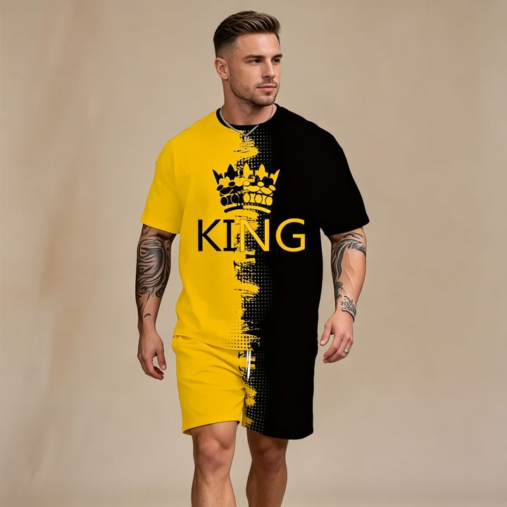 Crown Print Men 2-Piece Casual Set