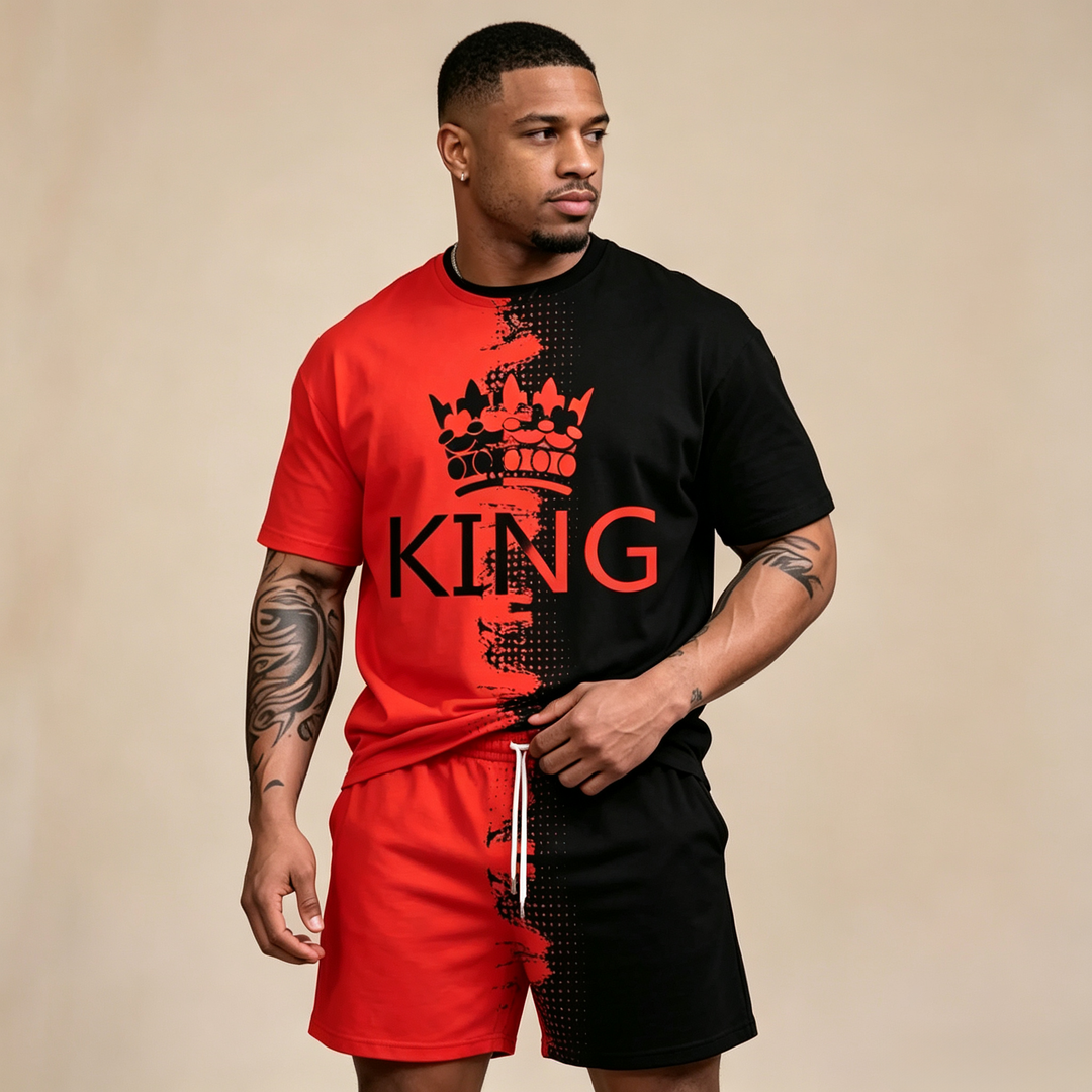 Crown Print Men 2-Piece Casual Set
