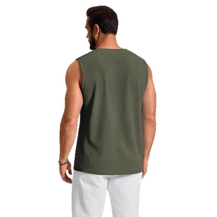 Mens Textured Sleeveless Casual Tank Shirt