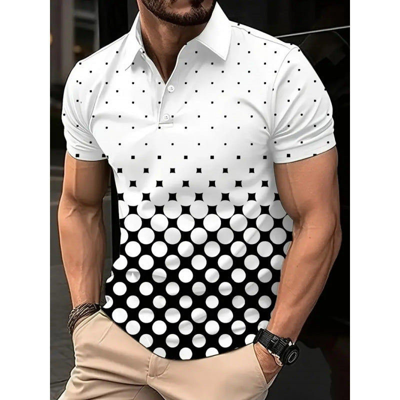 Men Gradient Dot Printed Polo Top
