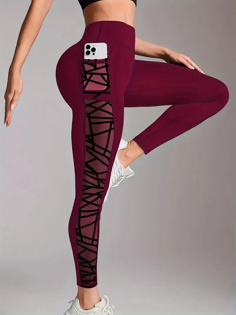 Lace Up Active Mesh Workout Pocket Leggings