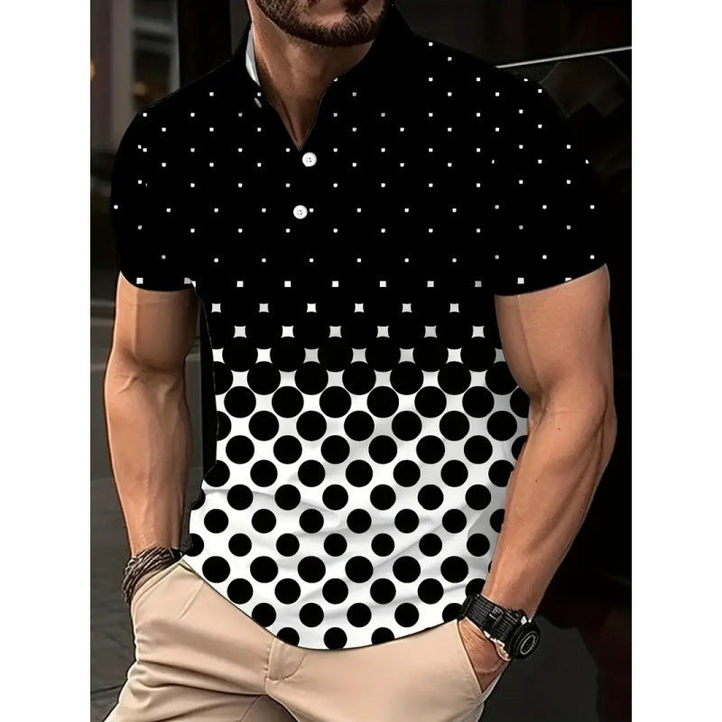 Men Gradient Dot Printed Polo Top