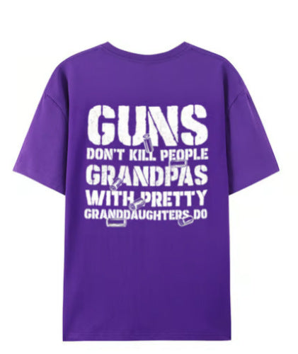 Funny Dad with Pretty Daughters Graphic T-Shirt – Vintage Letter Print Short Sleeve Tee for Fathers
