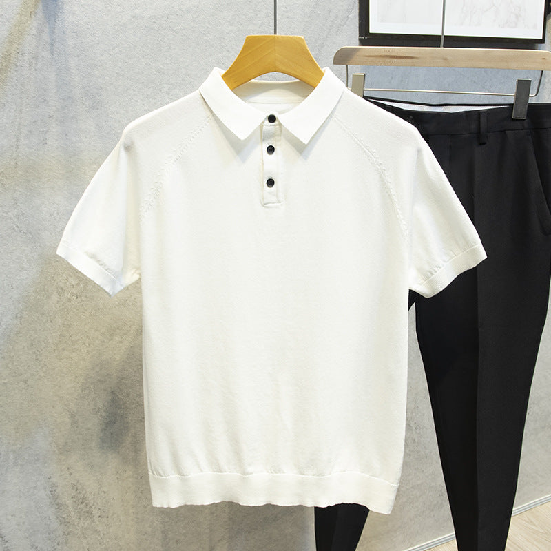 Men’s Breathable Slim Fit Polo Shirt Short Sleeve Solid Color Casual Tee