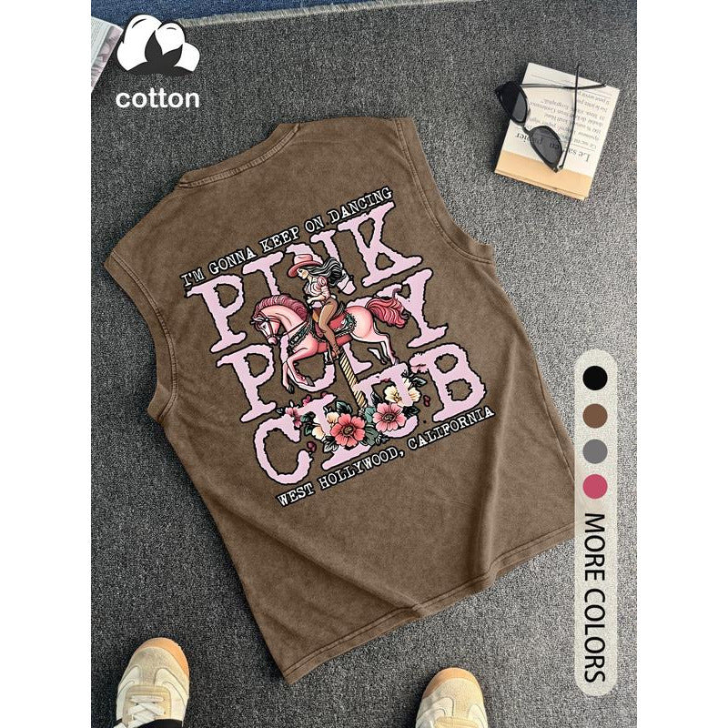 Retro Pink Pony Club Tank Top | Western Style Vintage Tee