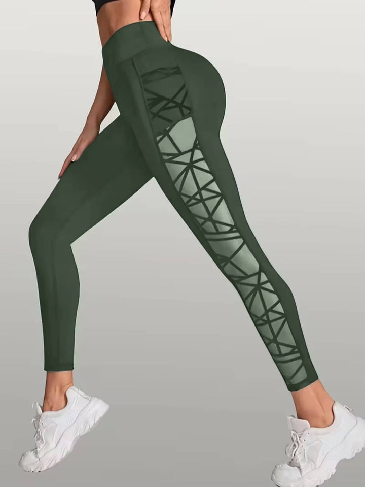 Lace Up Active Mesh Workout Pocket Leggings