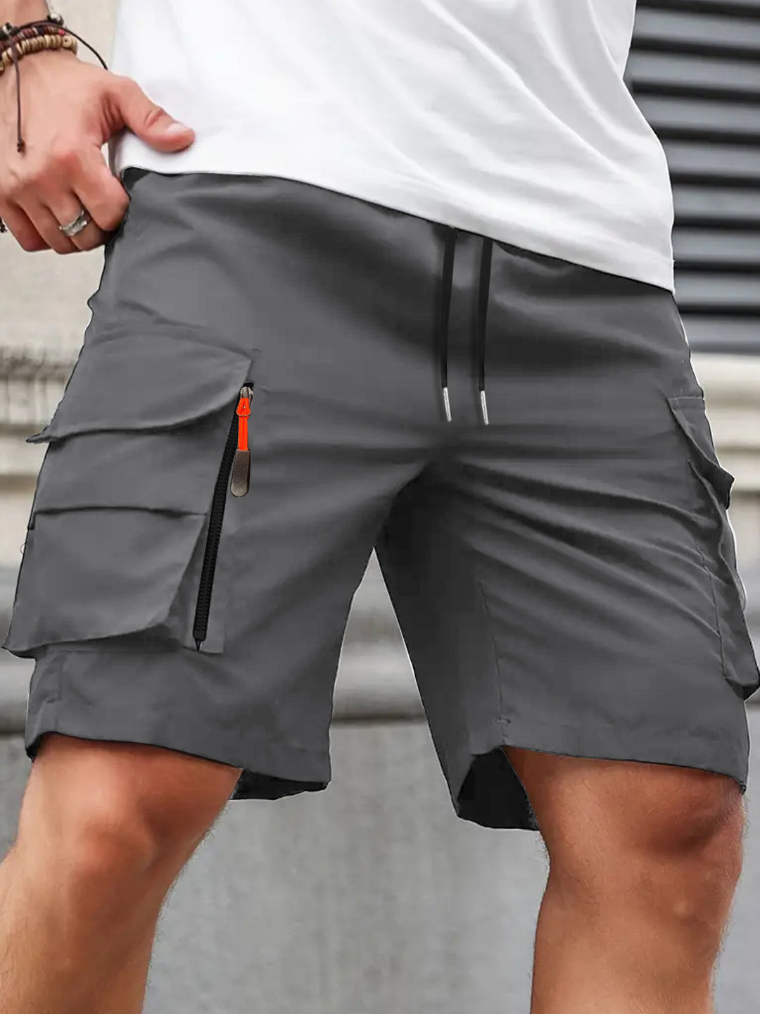 Premium Breathable Casual Summer Shorts, Utility Zipper Pocket Comfortable Daily Wear Men Cargo Bottom Wear
