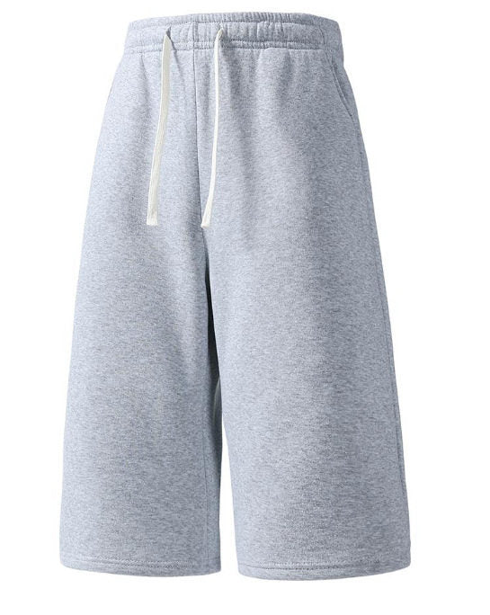 Oversized Knee-Length Sweat Shorts for Men, Breathable Casual Sports Shorts with Pockets