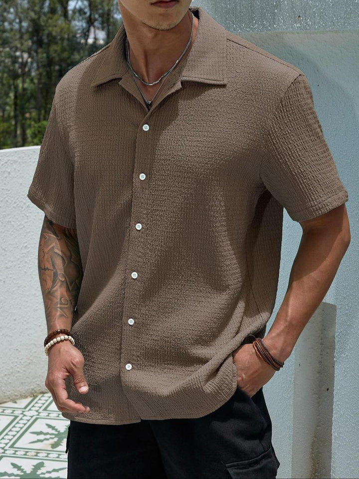 Men’s Stylish Short Sleeve Button Up Shirt Modern Casual Summer Shirt