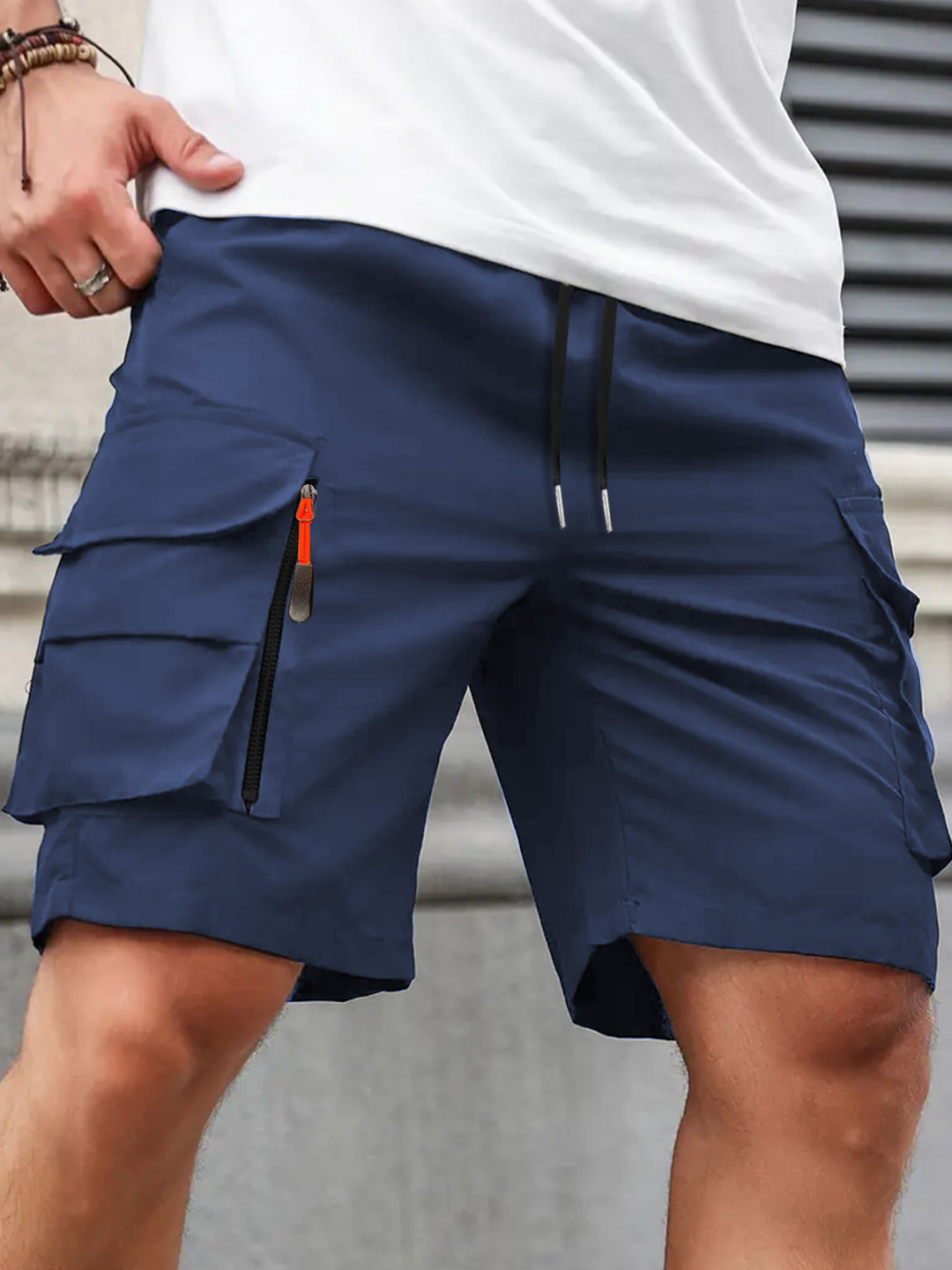 Premium Breathable Casual Summer Shorts, Utility Zipper Pocket Comfortable Daily Wear Men Cargo Bottom Wear
