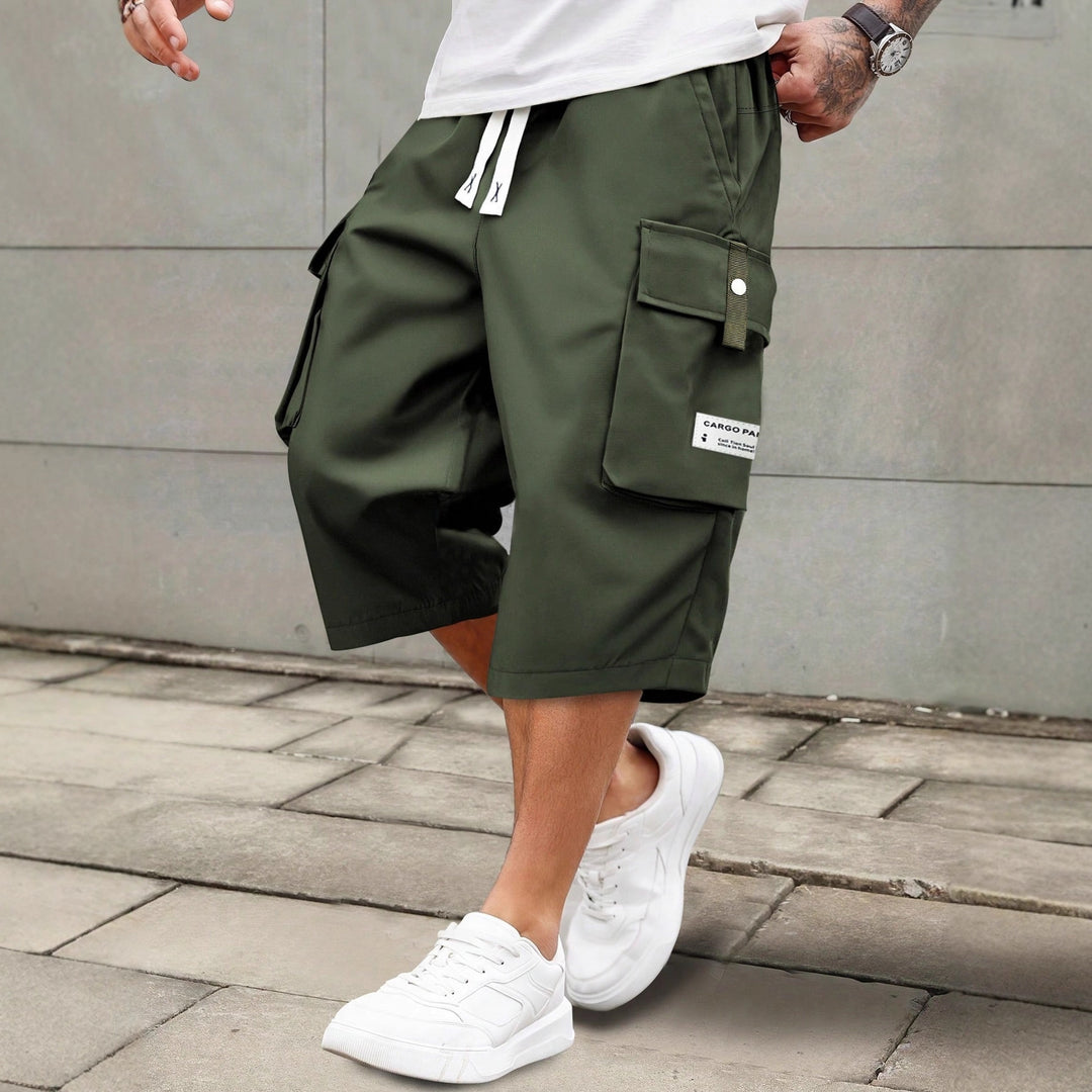 Men Casual Capri Pants Lightweight Breathable Elastic Waist 3/4 Pants