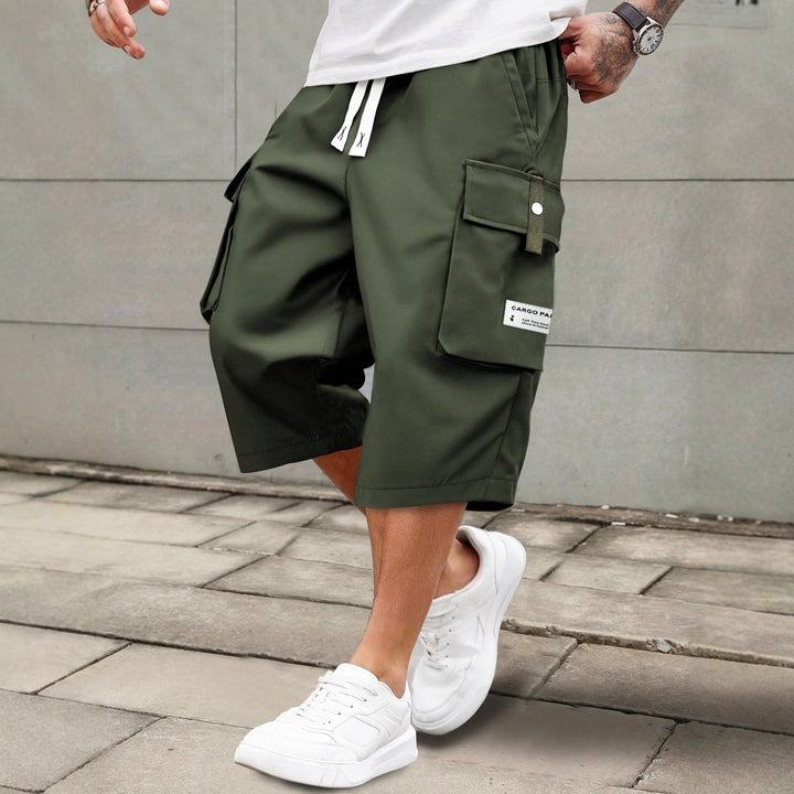 Men Casual Capri Pants Lightweight Breathable Elastic Waist 3/4 Pants