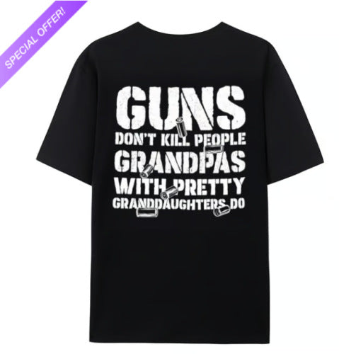 Funny Dad with Pretty Daughters Graphic T-Shirt – Vintage Letter Print Short Sleeve Tee for Fathers