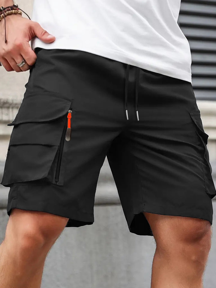 Premium Breathable Casual Summer Shorts, Utility Zipper Pocket Comfortable Daily Wear Men Cargo Bottom Wear