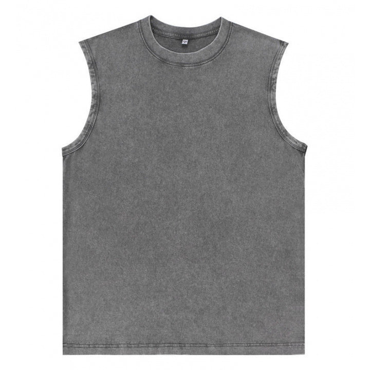 Men’s 230G Heavyweight Cotton Washed Tie-Dye Tank Top – Vintage Sleeveless Crew Neck Summer Tee