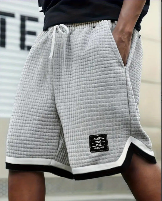 Men’s Casual Loose Fit Plaid Shorts – Trendy Striped Tape Sport Shorts