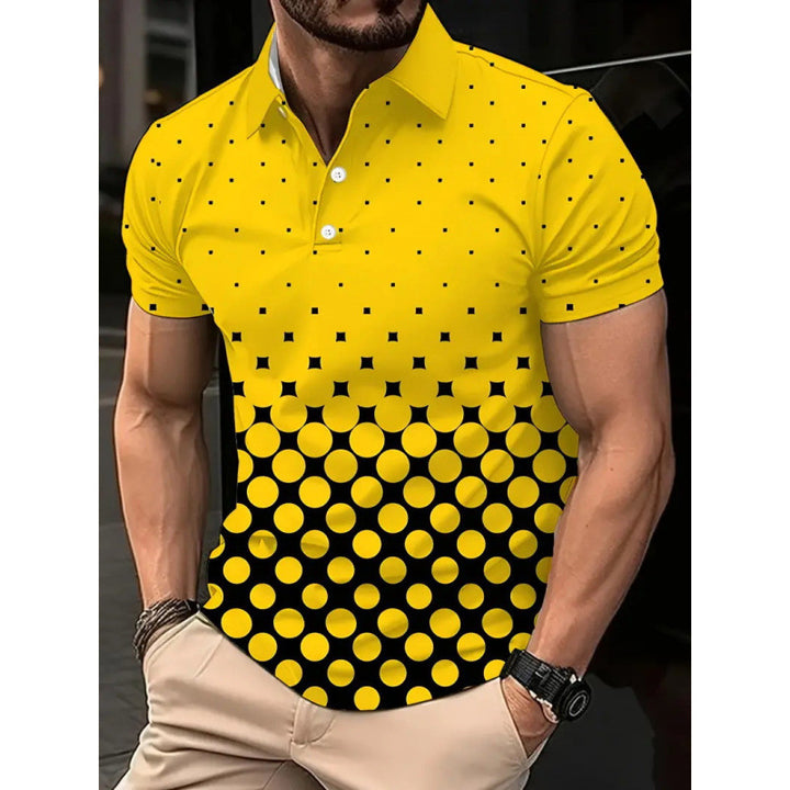 Men Gradient Dot Printed Polo Top