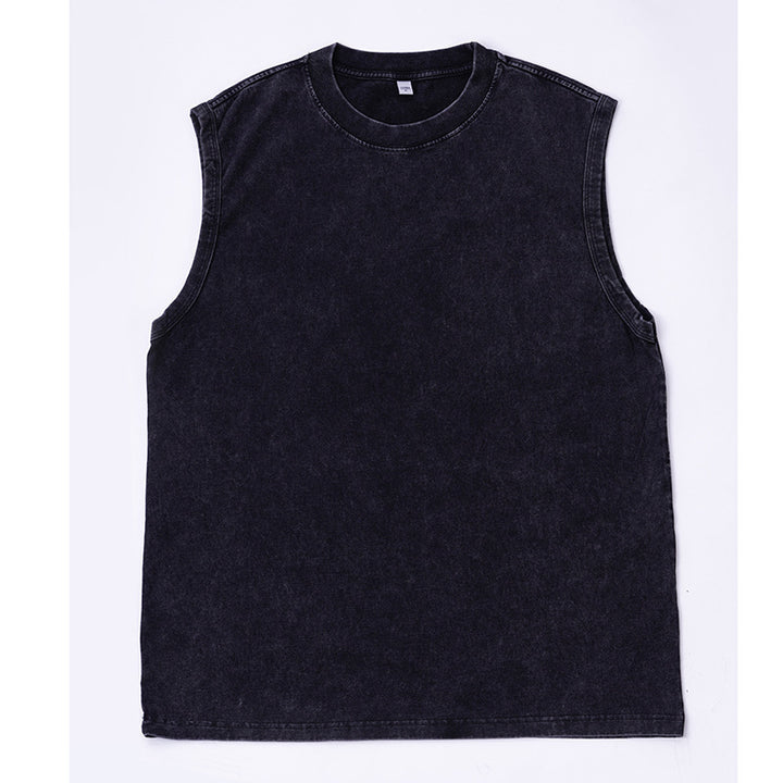 Men’s 230G Heavyweight Cotton Washed Tie-Dye Tank Top – Vintage Sleeveless Crew Neck Summer Tee