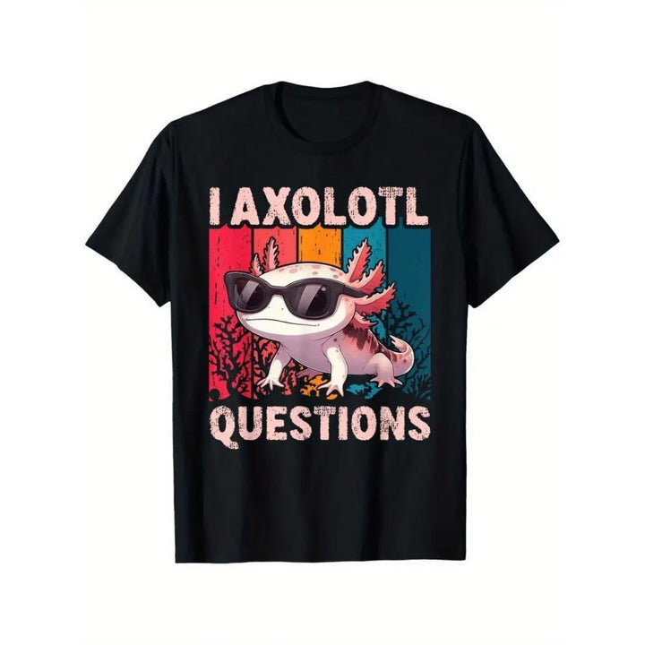 I Axolotl Questions Funny Axolotl T-Shirt | Vintage Washed Cute Salamander Graphic Tee, Retro Animal Meme Shirt for Pet Lovers