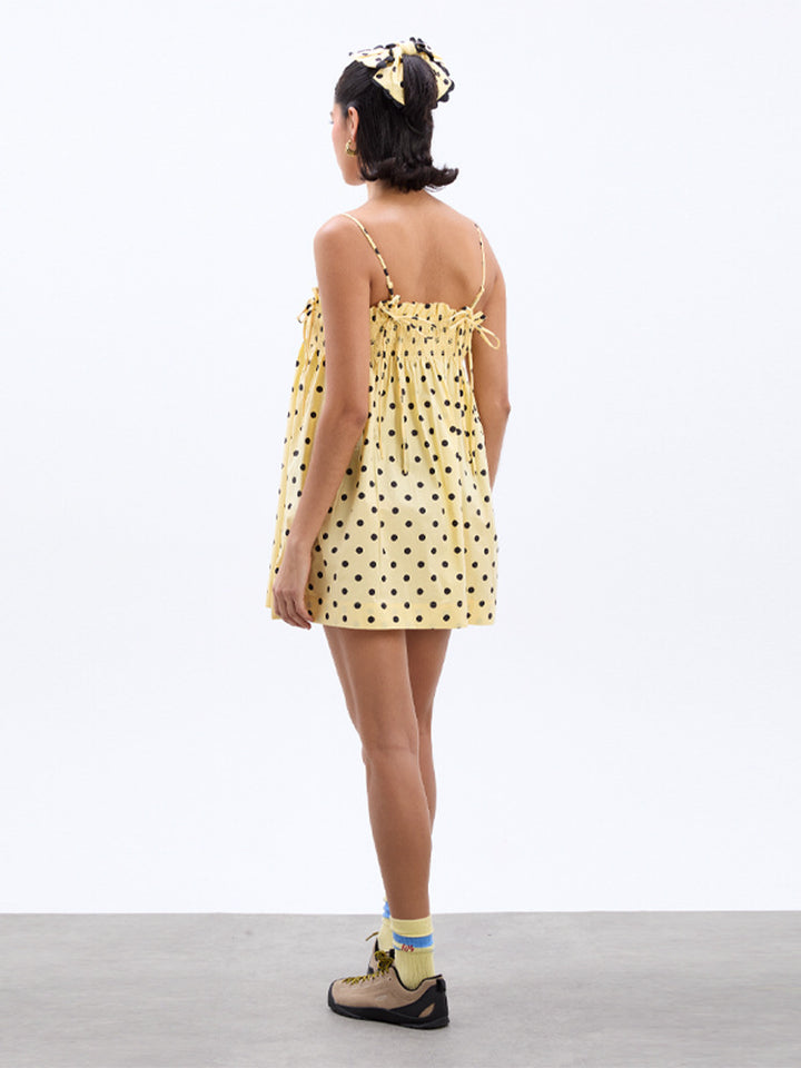 Women’s Polka Dot Slip Dress – Adjustable Strap Midi