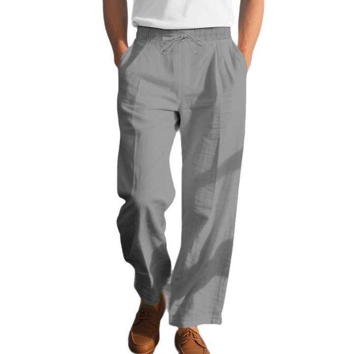 Men’s Linen Wide Leg Pants Casual Straight Loose Fit Beach Hip Hop Trousers