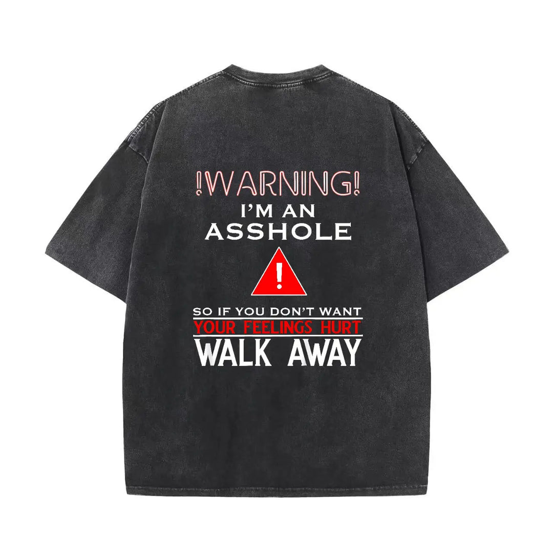 Men 100% Cotton Black Funny Slogan Tee, "Walk Away" Dark Humor Graphic Comfortable T-Shirt
