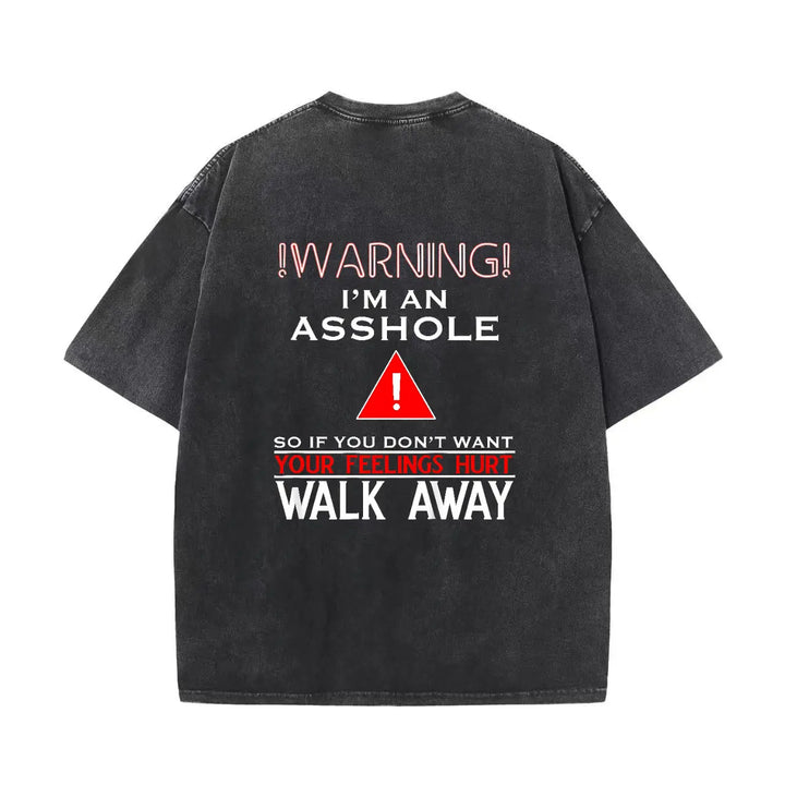 Men 100% Cotton Black Funny Slogan Tee, "Walk Away" Dark Humor Graphic Comfortable T-Shirt