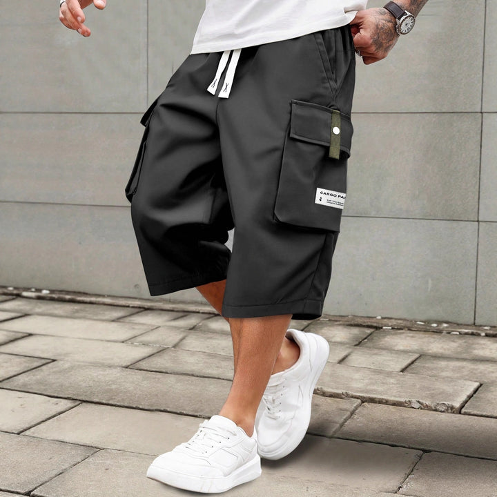 Men Casual Capri Pants Lightweight Breathable Elastic Waist 3/4 Pants