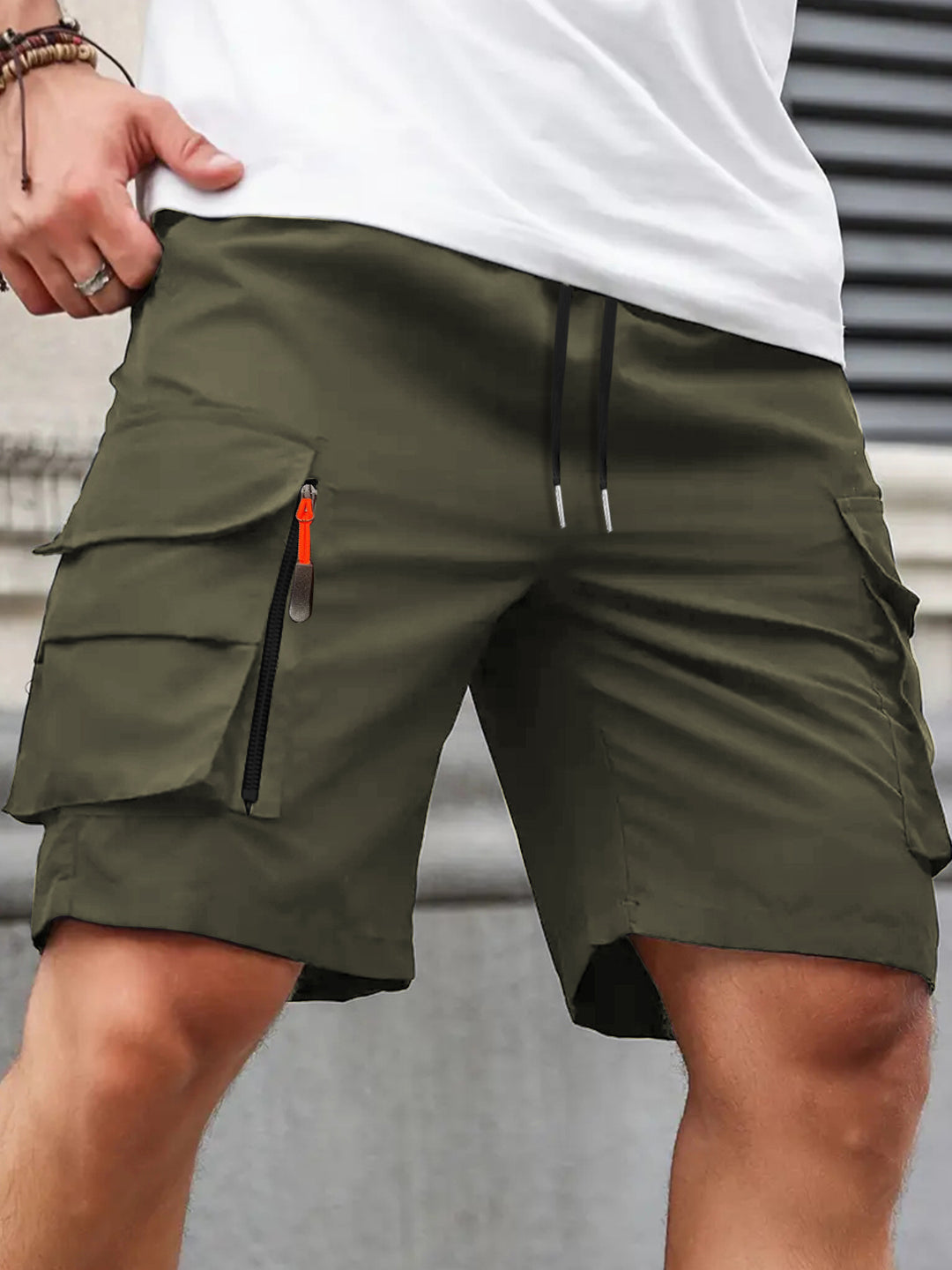 Premium Breathable Casual Summer Shorts, Utility Zipper Pocket Comfortable Daily Wear Men Cargo Bottom Wear