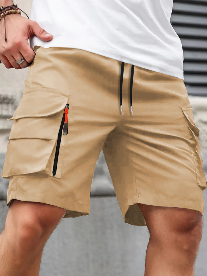 Premium Breathable Casual Summer Shorts, Utility Zipper Pocket Comfortable Daily Wear Men Cargo Bottom Wear